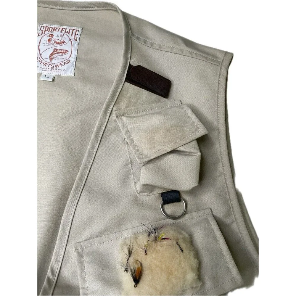 Vintage Sportflite Khaki Men’s Fly Fishing Vest, Size L